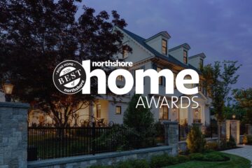 Best of the North Shore Home Awards 2026 logo over a Carpenter & MacNeille home at dusk