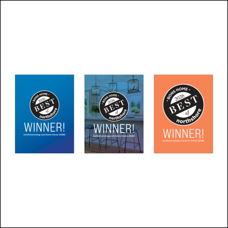 BONS Home 2026 winner portrait graphics in blue, photo and orange