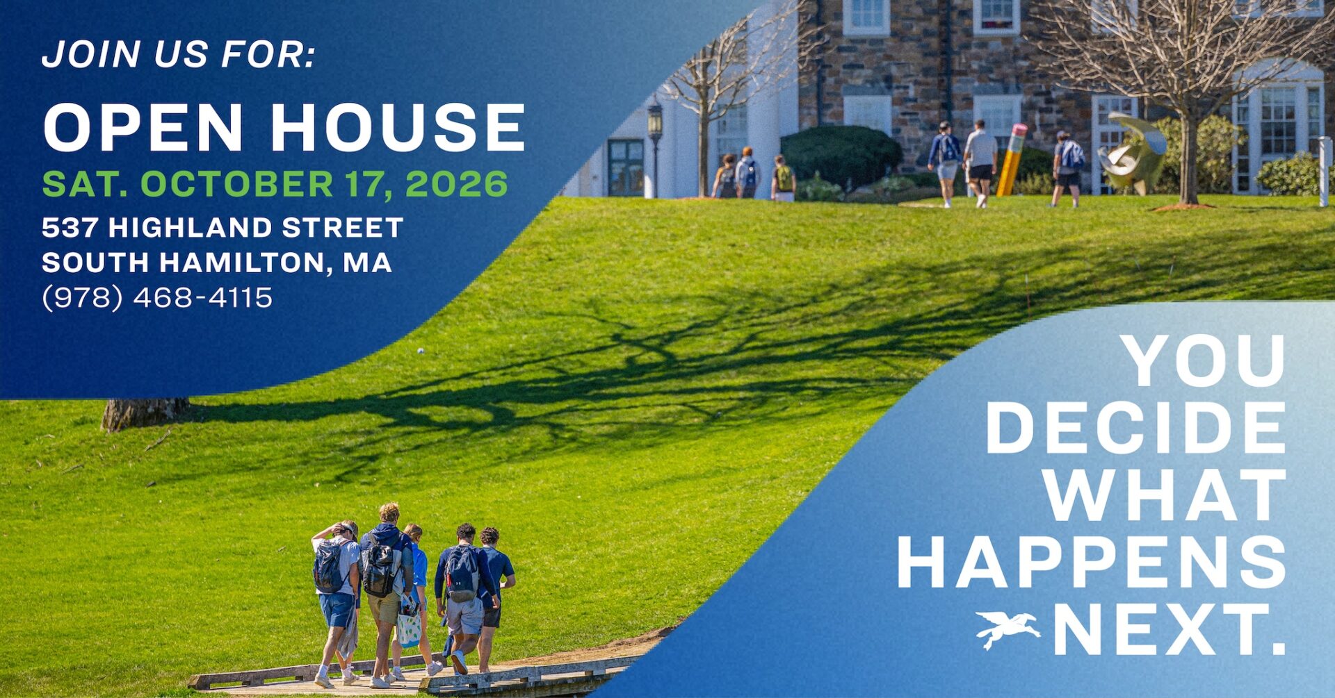 Pingree School Open House, Saturday, October 17, 2026, 537 Highland Street, South Hamilton, MA