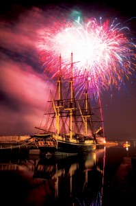 USS Constitution and fireworks