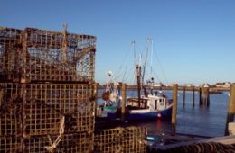 Fishing boat and lobster traps